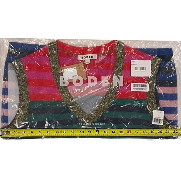 Boden Olivia Merino Wool Sweater Vest — Colorblock Stripe — Size L NWT - Picture 10 of 10